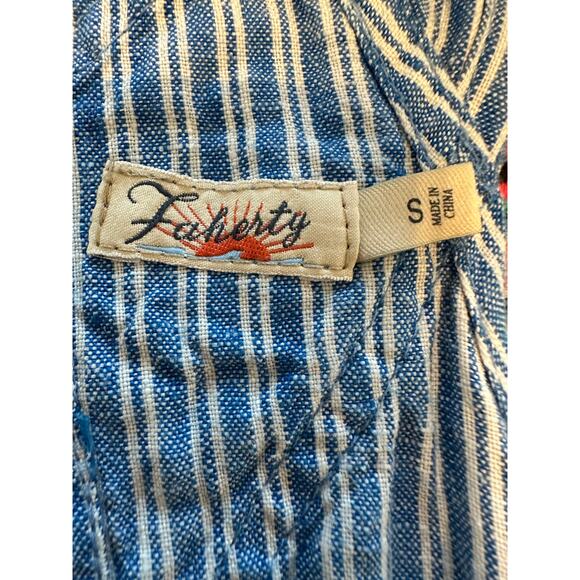 Faherty Linen Mechanic Overall Jumper in Railroad Stripe Size Small - Picture 5 of 14